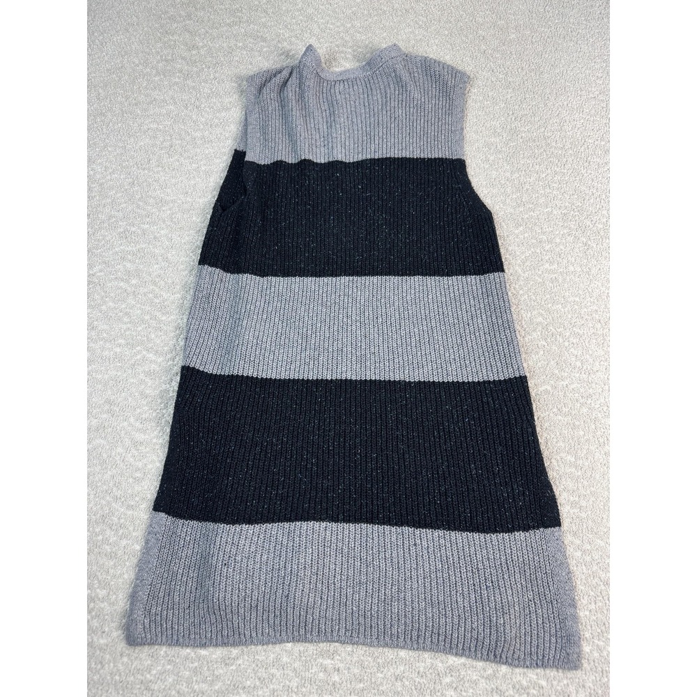 Pilcro Sweater Tunic Womens Medium Gray Black‎ Stripe V Neck Sleeveless Knit - Picture 6 of 7